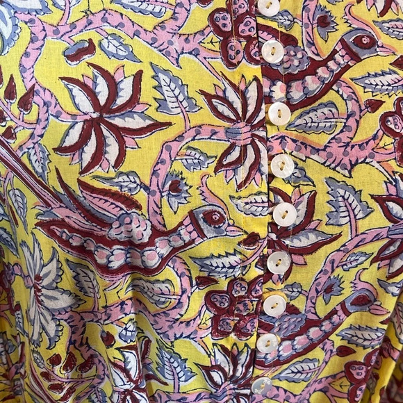 Mille Resort & Travel Midi Dress in Birds of Paradise Yellow Floral size small - Picture 6 of 13